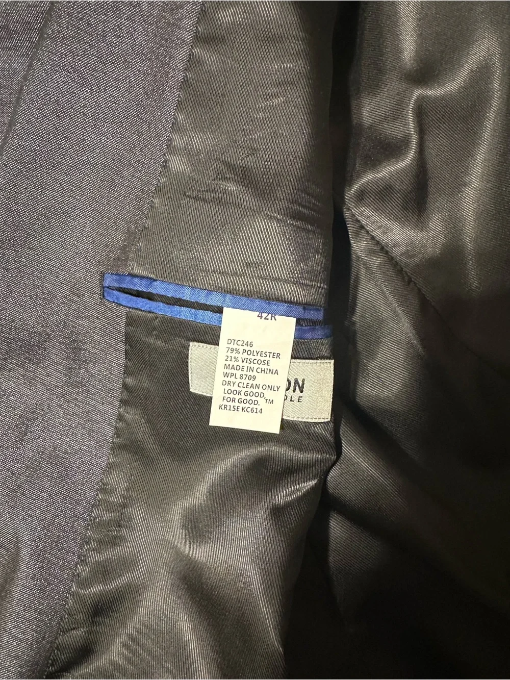 Kenneth Cole Reaction Metallic Charcoal Blazer with Blue Trim